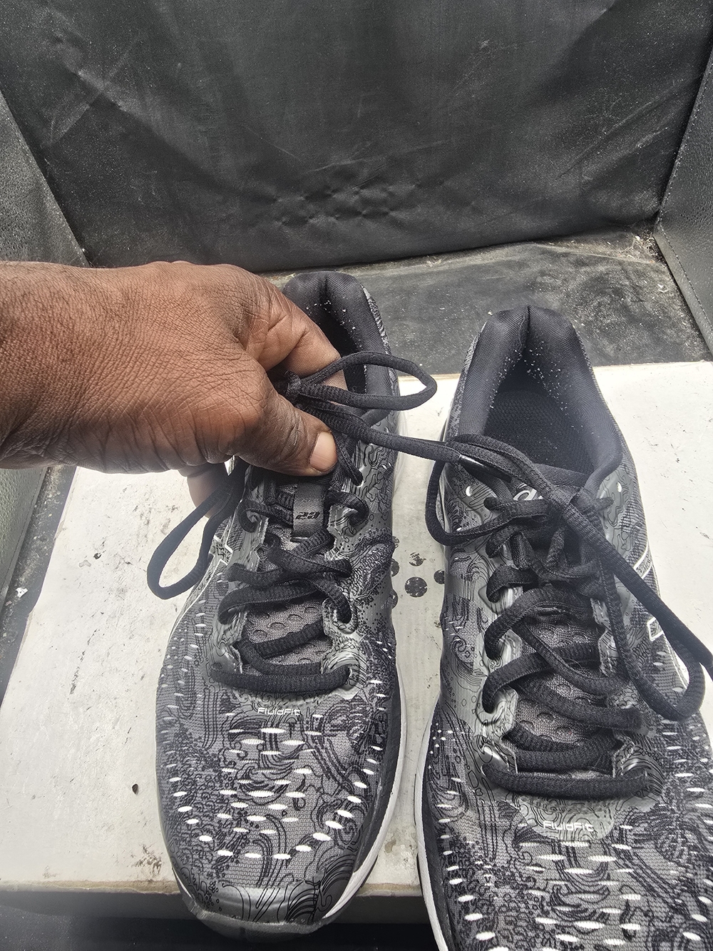 Asics Black and Gray Patterned Women's Running Shoes